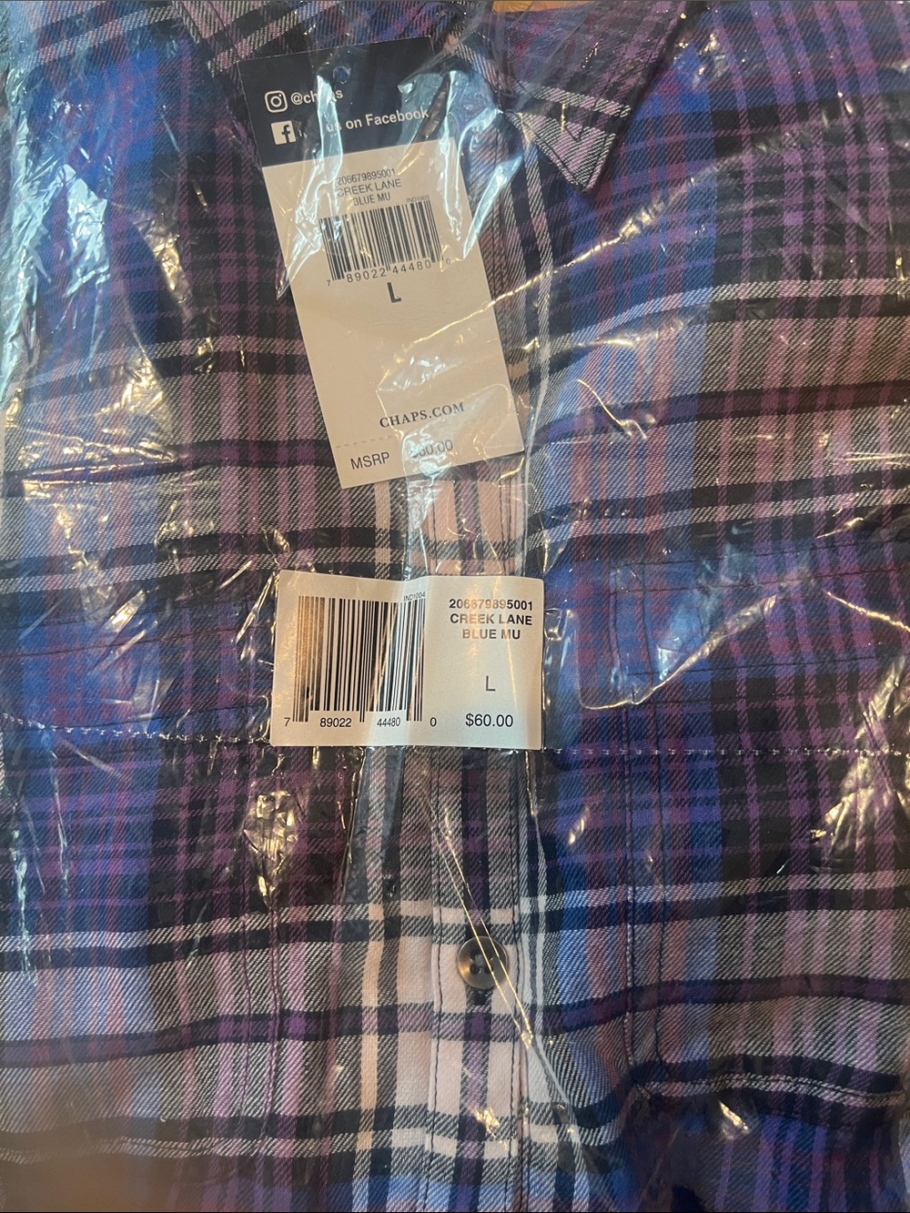 Chaps Women’s Purple Plaid Partial Button-Up Shirt - Picture 8 of 8